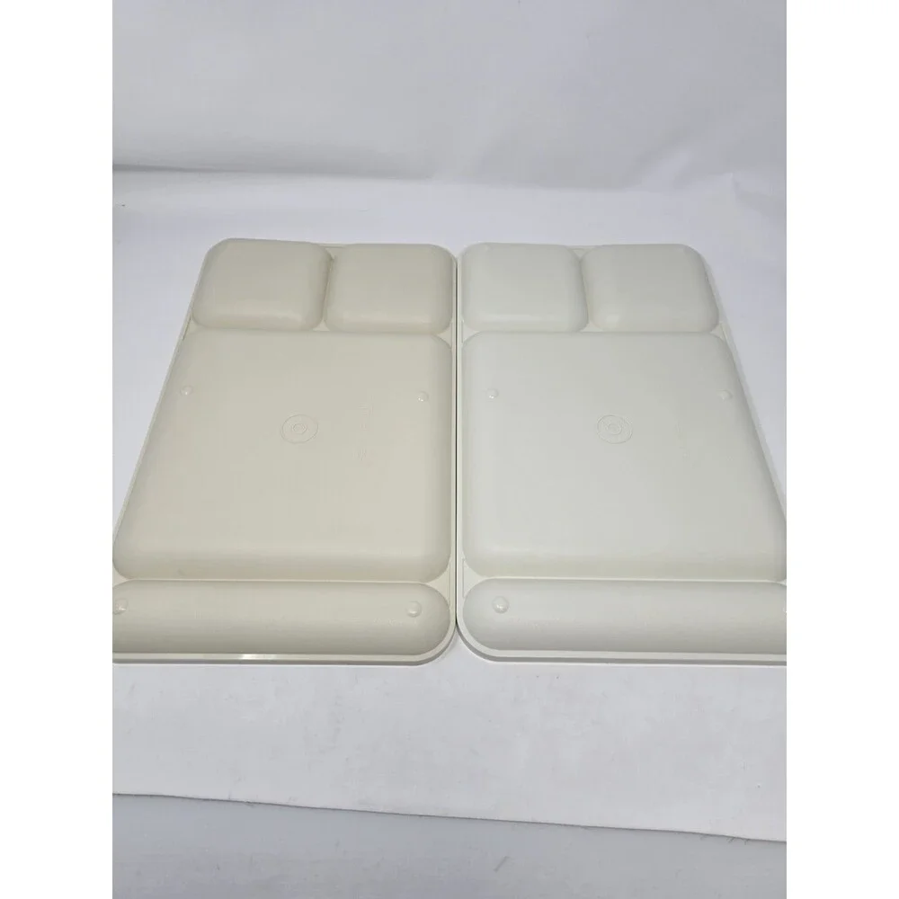 VINTAGE TUPPERWARE LOT CAFETERIA LUNCH TRAY DIVIDED PLATE MIXED #1535 SET OF 6 - Picture 6 of 11